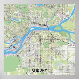 Surrey Canada map Poster