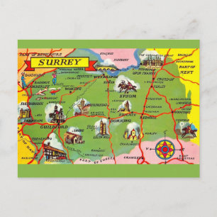 Surrey England Map Postcard