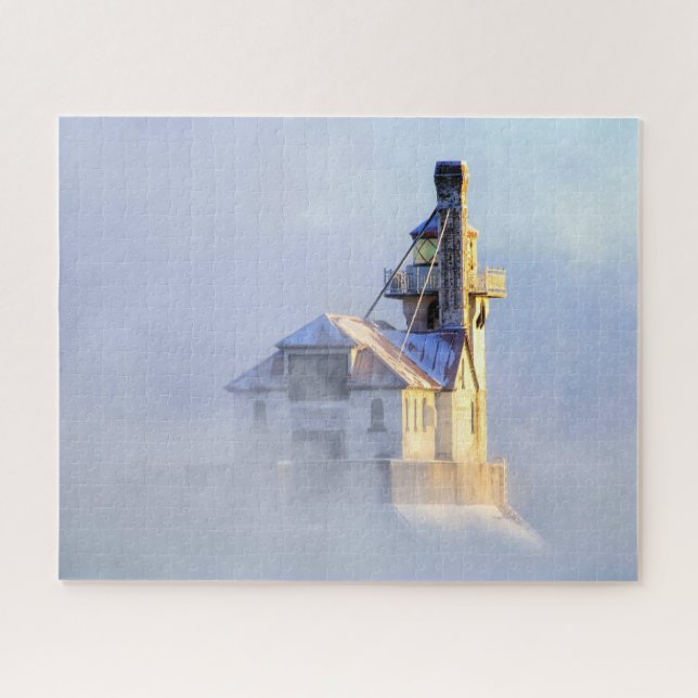 Surrounded by Sea Smoke, Lighthouse in Minnesota Jigsaw Puzzle (Horizontal)