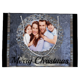 Surrounded by Snow Photo Christmas Holiday Large Gift Bag