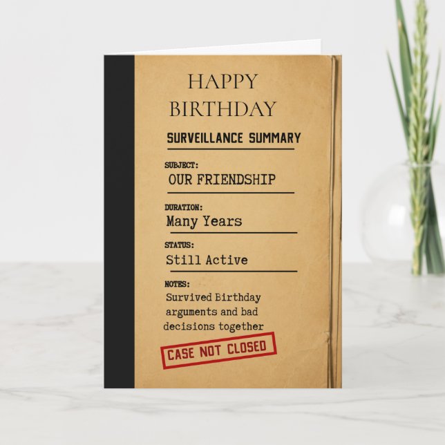 Surveillance Summary Friendship Card – Case Not Cl (Front)