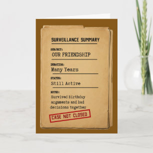 Surveillance Summary Friendship Card – Case Not Cl