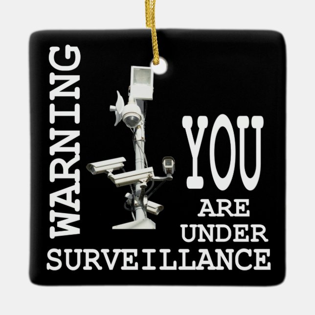 Surveillance video cameras ceramic ornament (Front)