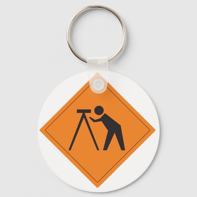 Surveyor at Work Sign Key Ring (Front)