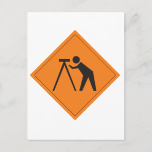 Surveyor at Work Sign Postcard