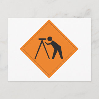 Surveyor at Work Sign Postcard