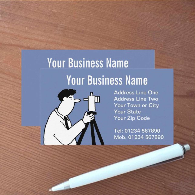 Surveyor Services Cartoon Business Card (Creator Uploaded)