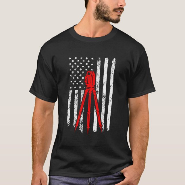 Surveyor Us Flag Surveying Land Surveyor Land Surv T-Shirt (Front)