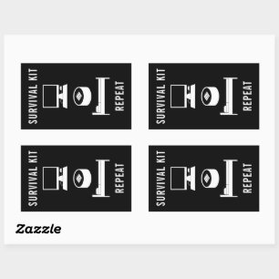 Survival Kit PC Gamer Sushi Sleep Black and White Rectangular Sticker