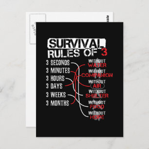 Survival Rules of Three - Wilderness Quiz Postcard