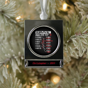 Survival Rules of Three - Wilderness Quiz Silver Plated Banner Ornament