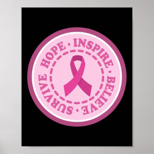 SURVIVE HOPE INSPIRE World Cancer Day Gift Pink Ri Poster