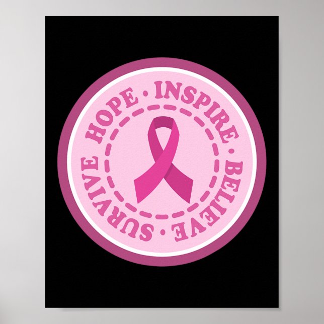 SURVIVE HOPE INSPIRE World Cancer Day Gift Pink Ri Poster (Front)