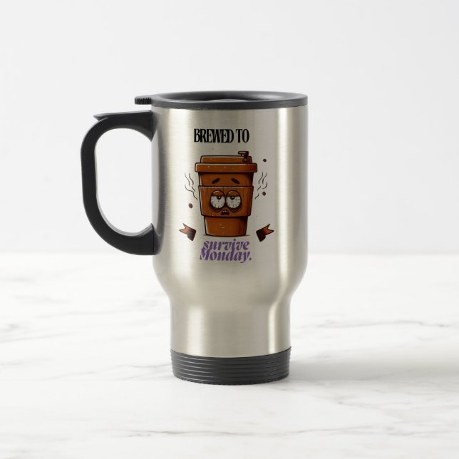 "Survive Monday. BREWED to…" Coffee Mug – Fun Desi (Left)