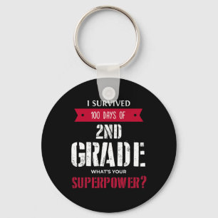 Survived 100 Days Of 2nd Grade Superpower  Key Ring