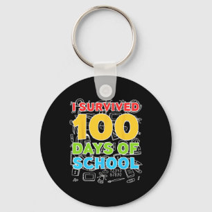 Survived 100 Days Of School Happy 100th Day  Key Ring