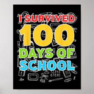 Survived 100 Days Of School Happy 100th Day  Poster