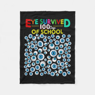 Survived 100 Days Of School Teacher Kids Students  Fleece Blanket