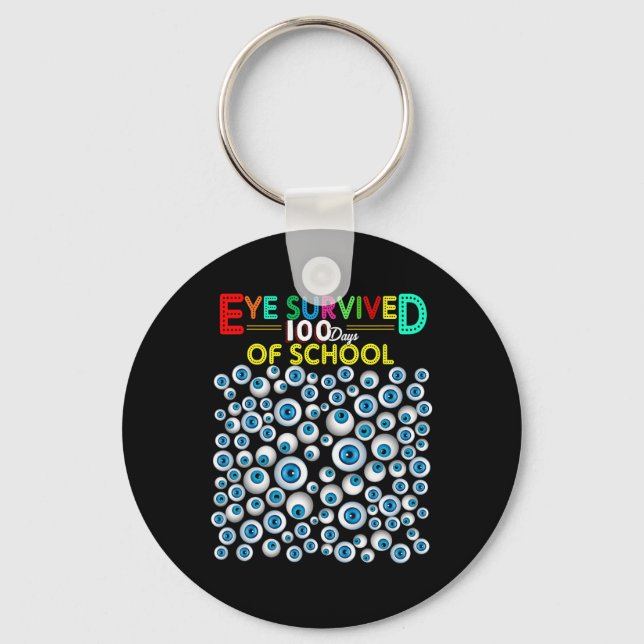 Survived 100 Days Of School Teacher Kids Students  Key Ring (Front)