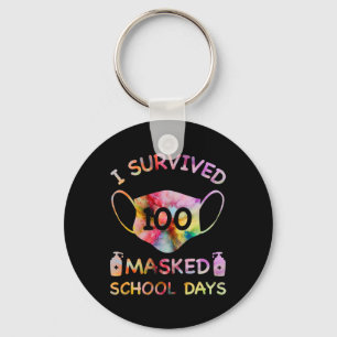 Survived 100 Masked School Days For Kids Teacher S Key Ring