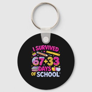 Survived 67 33 days of school 100 days school 67 key ring