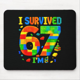 Survived 67 8 birthday boy girl building blocks mouse pad