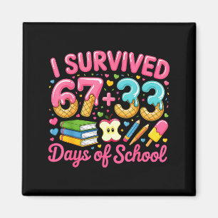 Survived 67 Days Of School Ice Cream Drip Apple Pe Magnet