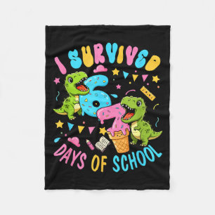 Survived 67 Days Of School T-rexes Funny Six Seven Fleece Blanket