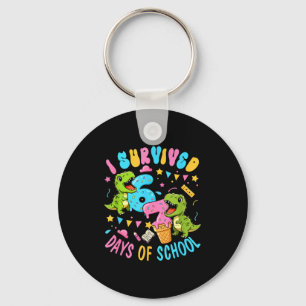Survived 67 Days Of School T-rexes Funny Six Seven Key Ring