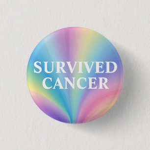 Survived Cancer Button – Pastel Rainbow Badge