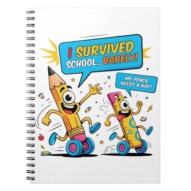 Survived Class Pencil Nap Humour Notebook (Front)