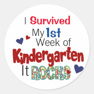 Survived First Week of Kindergarten Classic Round Sticker