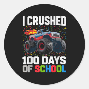 Survived I Crushed 100 Days School Monster 1st Gra Classic Round Sticker