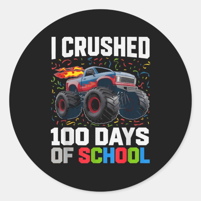 Survived I Crushed 100 Days School Monster 1st Gra Classic Round Sticker (Front)