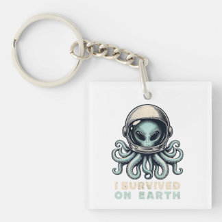 Survived on Earth: Octopus Alien Astronaut Key Ring
