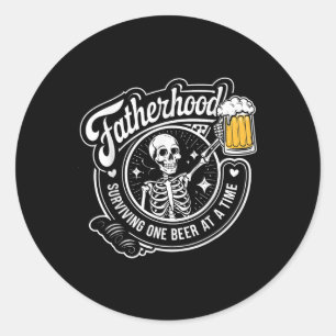 Surviving Fatherhood One Beer At A Time Funny Fath Classic Round Sticker