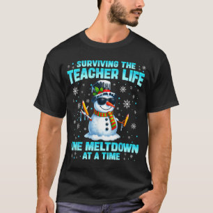 Surviving The Teacher Life Pjs Pajamas Christmas X T-Shirt