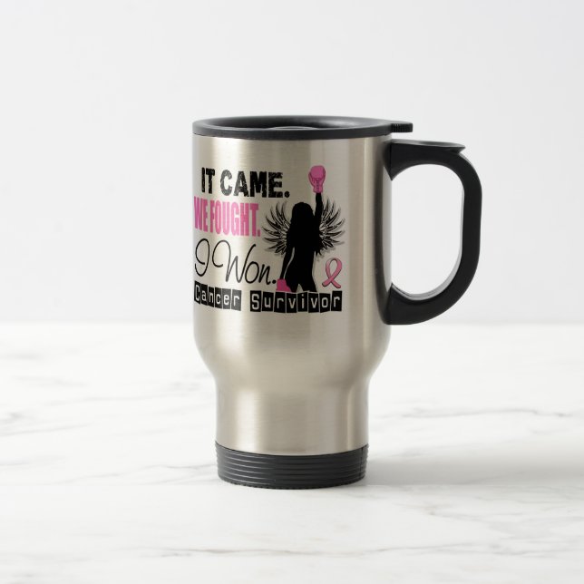 Survivor 22 Breast Cancer Travel Mug (Right)