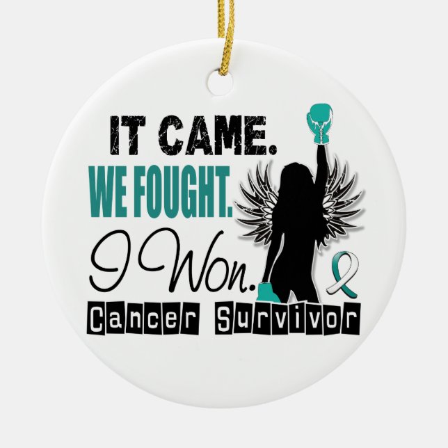 Survivor 22 Cervical Cancer Ceramic Tree Decoration (Front)