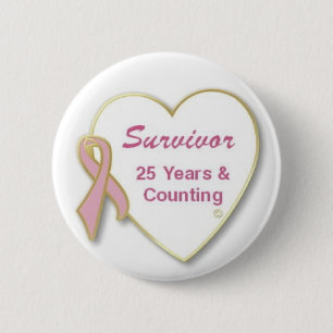 Survivor 25 years and Counting 6 Cm Round Badge