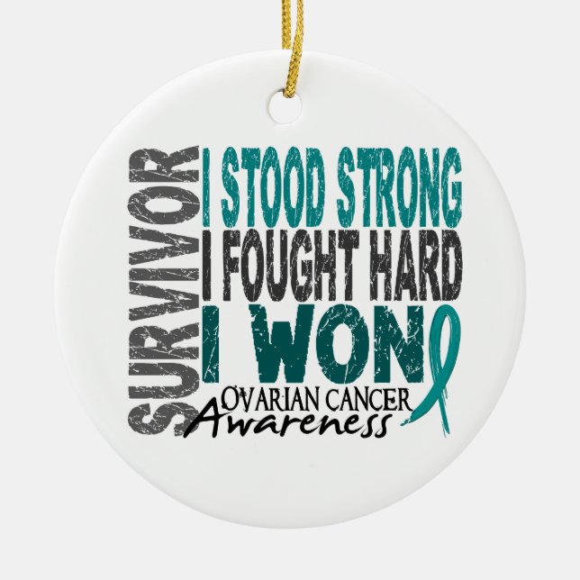 Survivor 4 Ovarian Cancer Ceramic Tree Decoration (Front)