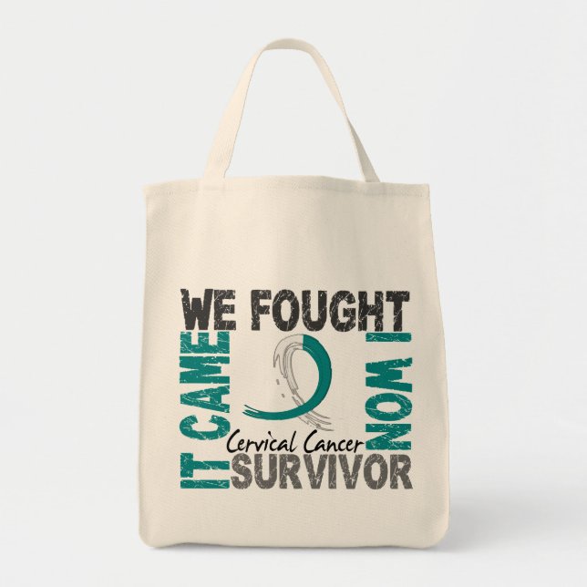 Survivor 5 Cervical Cancer Tote Bag (Front)