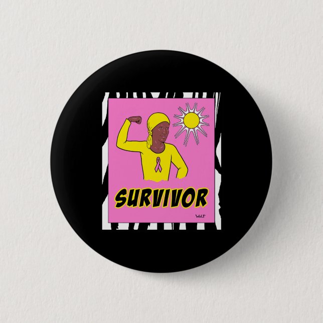 Survivor  6 cm round badge (Front)