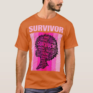 Survivor African American Woman Pink Afro T-Shirt