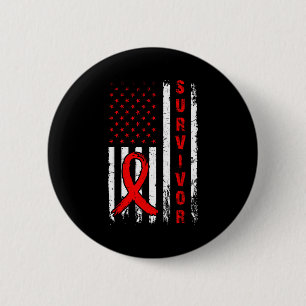 Survivor And Win Heart Disease American Flag Aware 6 Cm Round Badge