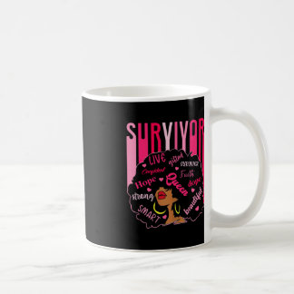 Survivor Black Women Breast Cancer Awareness Black Coffee Mug