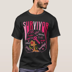 Survivor Black Women Breast Cancer Awareness Black T-Shirt