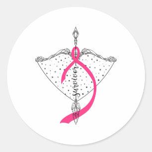 Survivor Bow Arrow Warrior Hope Pink Ribbon Breast Classic Round Sticker