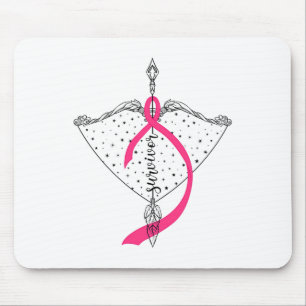 Survivor Bow Arrow Warrior Hope Pink Ribbon Breast Mouse Pad