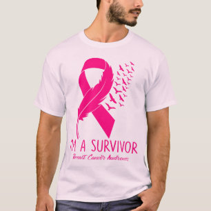 Survivor Breast Cancer Birds Awareness Pink Ribbon T-Shirt